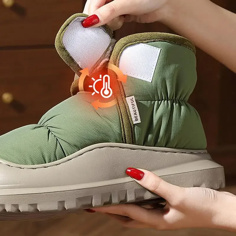 Rutschfeste, dicke Winterstiefel für Damen 2026, Übergrößen, warme Plüsch-Knöchelstiefel, wasserdichte Baumwollschuhe für Paare – Detail 11