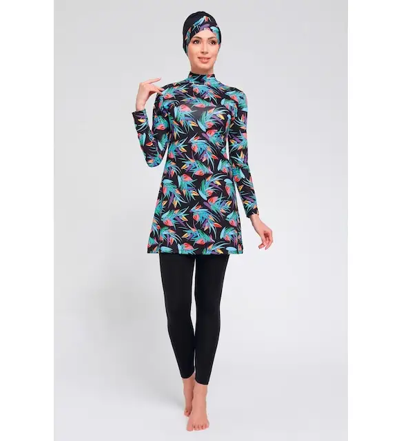 

Digital printed long sleeve hijab swimsuit