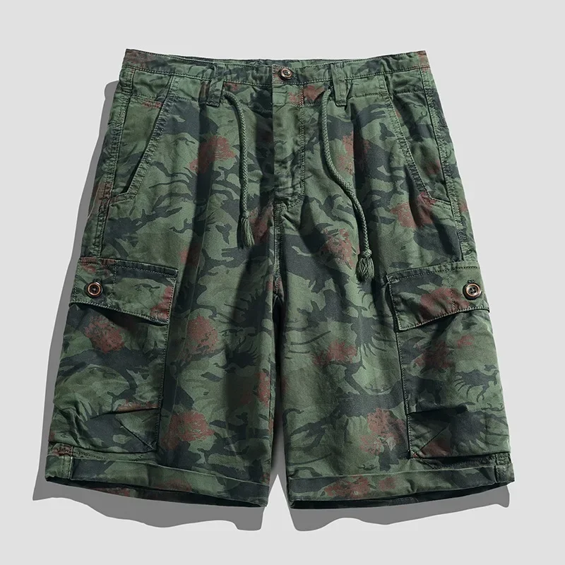 

2025 Summer Men Cargo Shorts Cotton Washed Camouflage Multi-pocket Breeches Bermuda Casual Short Pants Workout Cargo Shorts Male