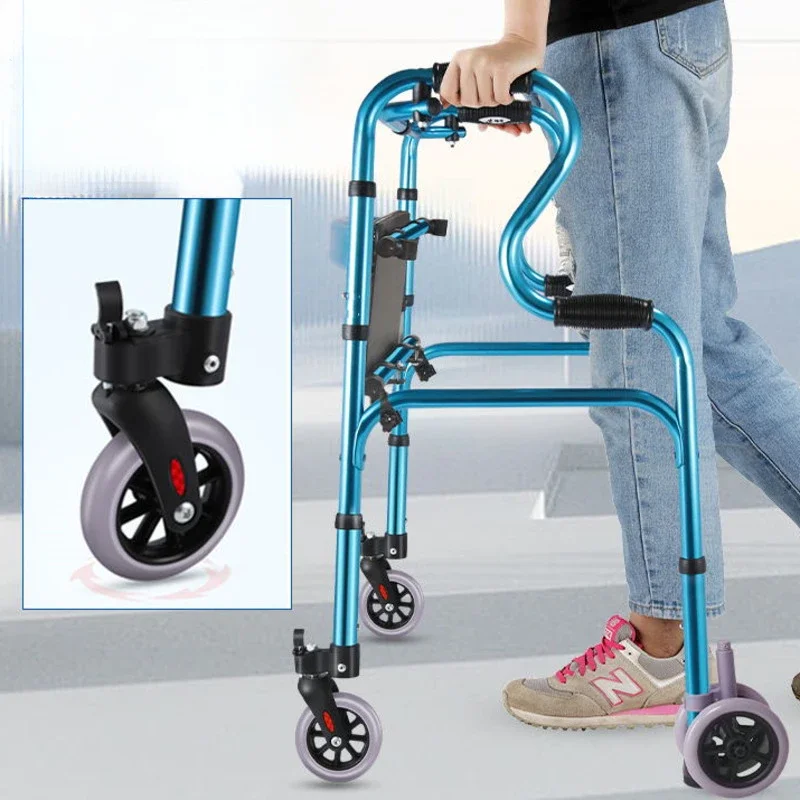 Aluminum Alloy Chair Wheeled Walker With Brake Stable Non-Slip Commode Chair Thickened High Load Bearing Foldable Design Seat