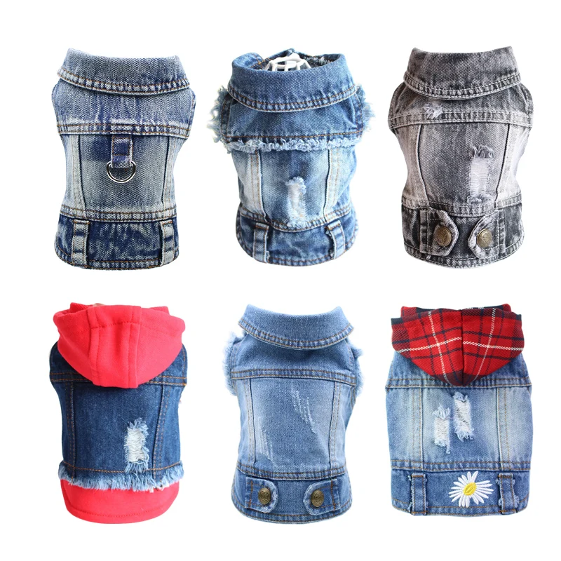 Denim Pet Clothes for Small Dogs Puppy Jeans Apparels Vintage Cowboy Jacket for Dogs Winter French Bulldog Vest Cat Costume