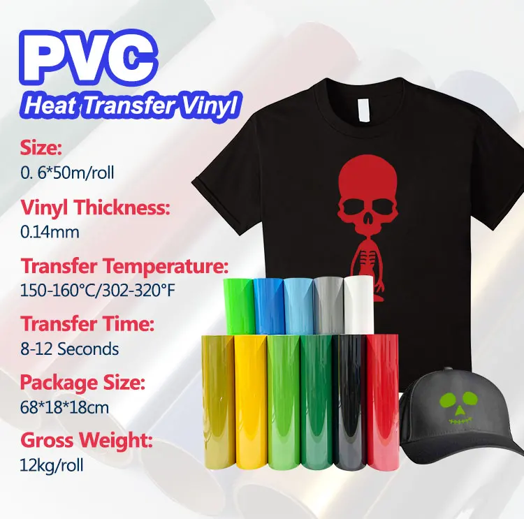 Free Sample Htv Vinyl Rolls 60cm*50m Thermal Press Vinil Textil Pvc Heat Transfer Vinyl for T-shirt Clothing