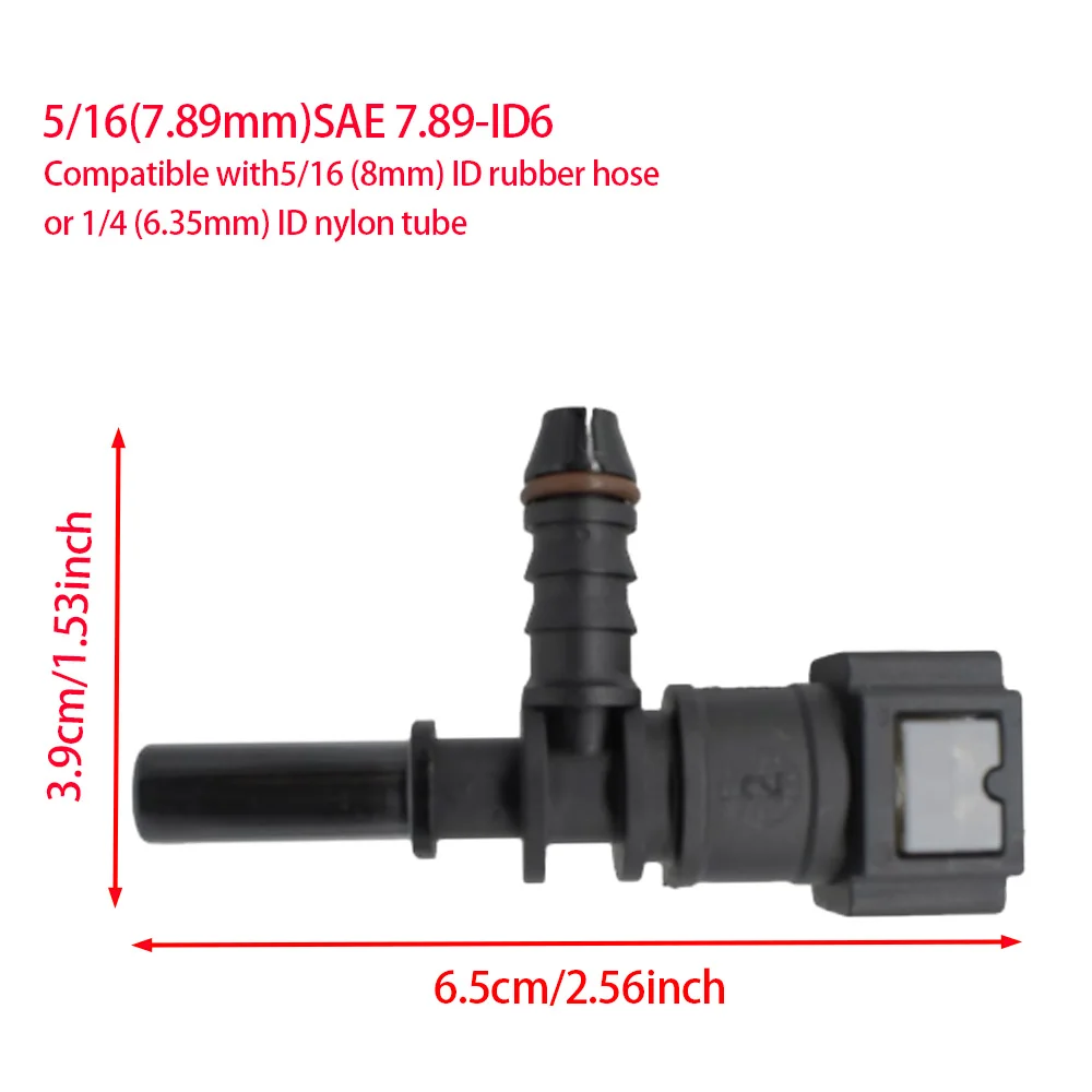 

5/16 (7.89 mm) SAE 7.89-ID6 T Straight Fuel Line Coupler Quick Release Hose For 5/16 (8mm) ID Rubber 1/4 (6.35mm) ID Nylon Hose