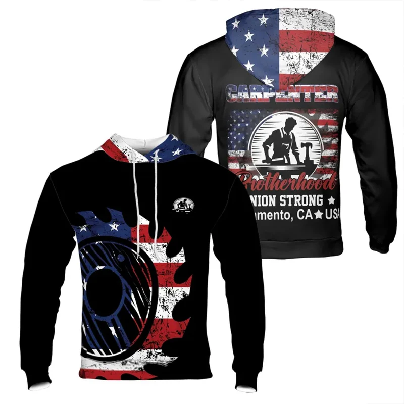 3D Print Funny Beer Print Carpenter Work Hoodies Fashion Cool Long Sleeve Hooded Sweatshirt Autumn Daily Casual Creative Clothes