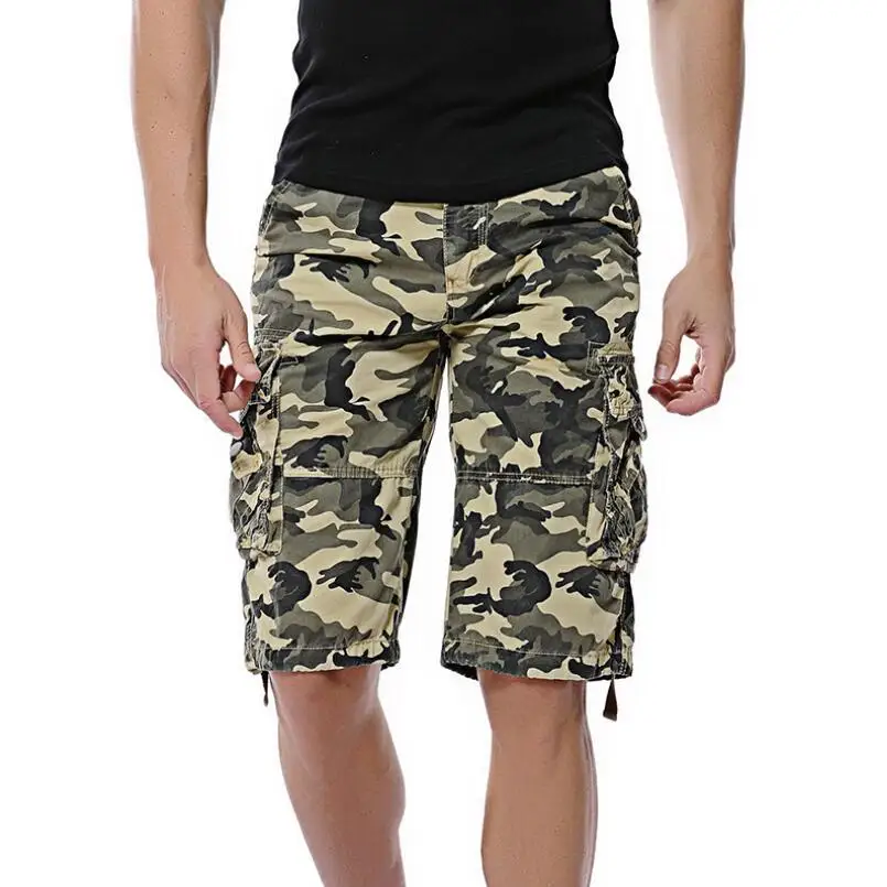 

2022 Summer Cargo Shorts Men Camouflage Camo Casual Multi-Pocket Baggy Streetwear HipHop Military Tactical Work Shorts w133