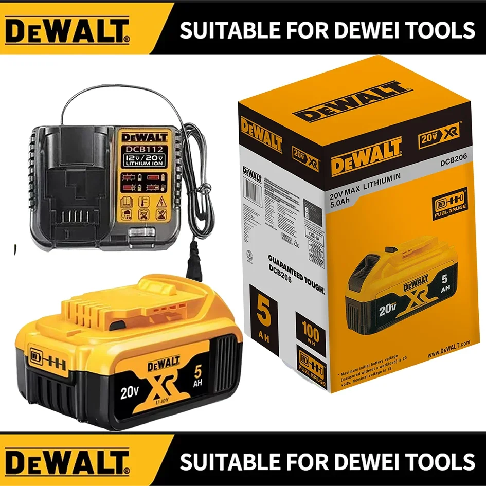 DEWALT بطارية ليثيوم أيون قابلة للشحن 20 فولت 5.0Ah/6.0Ah 18 فولت 5.0Ah بطارية أداة الطاقة DCB200 بديل حقيقي لـ DW045