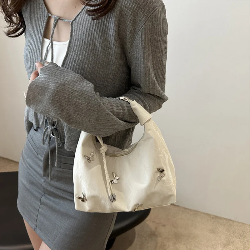 Damen-Umhängetasche mit Schmetterlings-Dekor, verstellbarer Riemen, leicht, für den täglichen Gebrauch, Hobo-Umhängetasche, vielseitige Tasche für Arbeit, Reisen, Einkaufen – Detail 9
