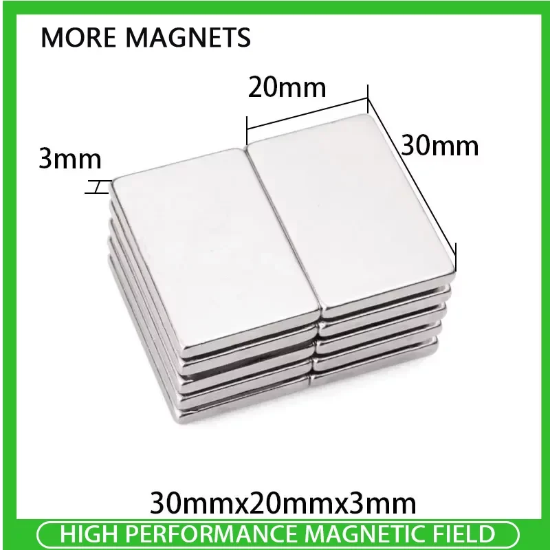 

2/5/10 шт. 30x20x3 мм N35 Сильный редкоземельный магнит для холодильника прямоугольный магнитный лист Постоянные неодимовые магниты 30*20*3 мм