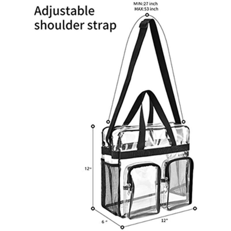 Clear Bag Stadium Approved, Large Capacity Transparent Shoulder Bag Tote with Zipper Closure for Work, Sports, Festival