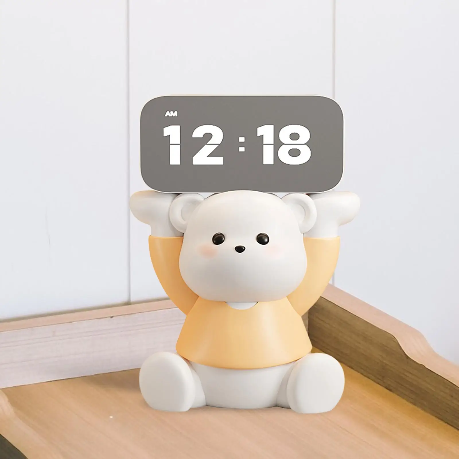 Bear LED Digital Clock Cabinets Party Favor Cute Kids Desk Clock Resin Figurine for Living Room Office Farmhouse Nursery School