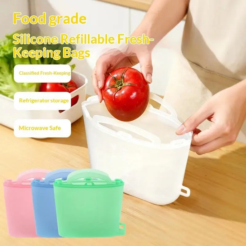 Multi Size Freezer Bags 1000/1200/1500ml Self Sealing Leakproof Fresh Keeping Food Pouches for Travel Camping Snack Storage