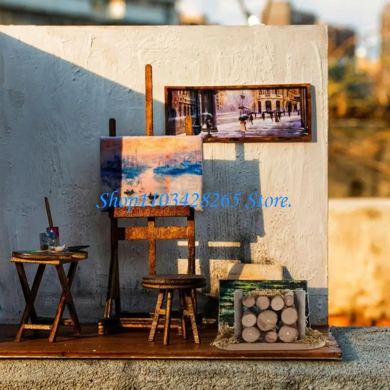 Mały drewniany stos drewna opałowego do wyświetlania w ogrodzie miniaturowe akcesoria krajobrazowe DIY z kolorowymi szczegółami