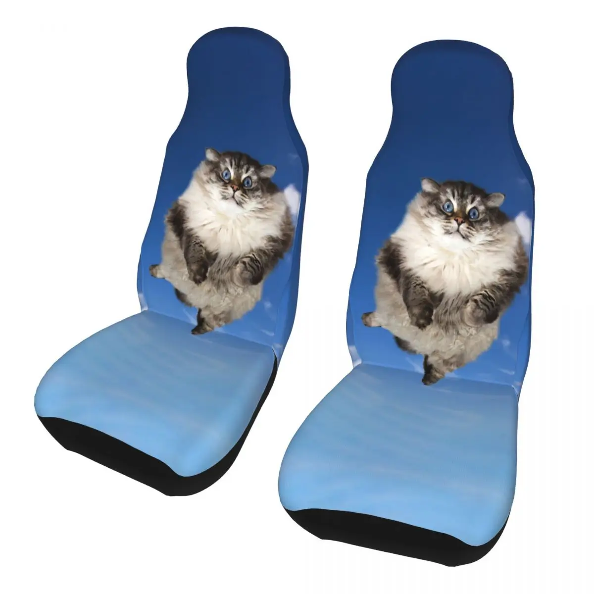 Funny Cat Flying In The Clouds Blue Sky Universal Car Seat Cover Four Seasons Women Car Seat Covers Fabric Car Accessories