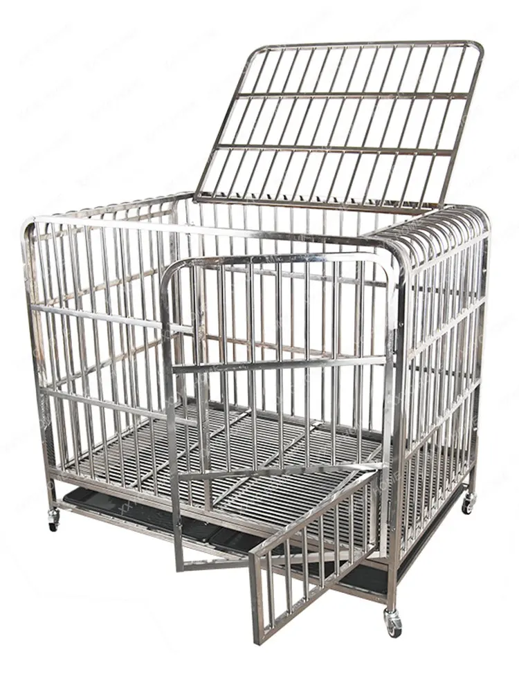 304 Thick Stainless Steel Dog Crate Small, Medium and Large Dogs Teddy German Shepherd Golden Retriever Samo Labrador Pet Cage