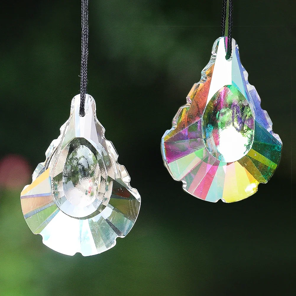 

1Pc 50mm Peacock Scallops Faceted Crystal Pendant Glass Prism Suncatcher Chandelier Rainbow Making Beaded Curtain DIY Scarer