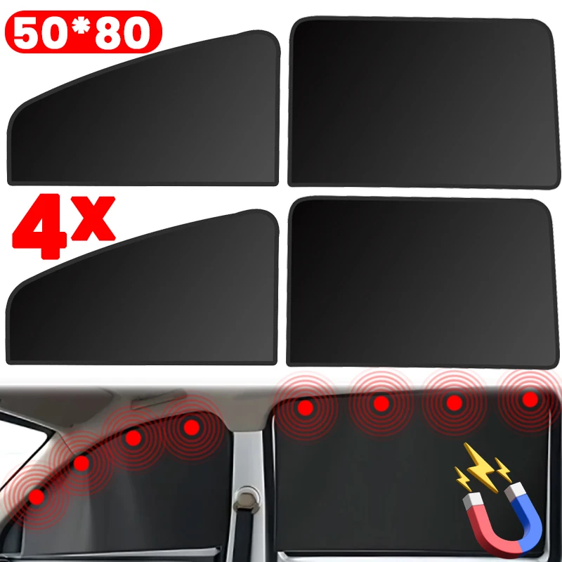 Cubierta magnética para parasol de ventana de coche, protección UV de verano, cubierta protectora de cortina de malla para ventana delantera y trasera lateral de coche, accesorios para automóvil