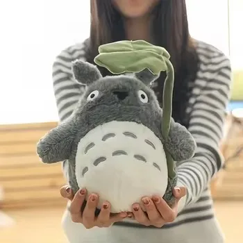 30/40/55/70cm Laugh Heartily Totoro Plush Toy Stuffed Movie Anime Totoro Animal Doll with Lotus Leaf Totoro Plushies Decor