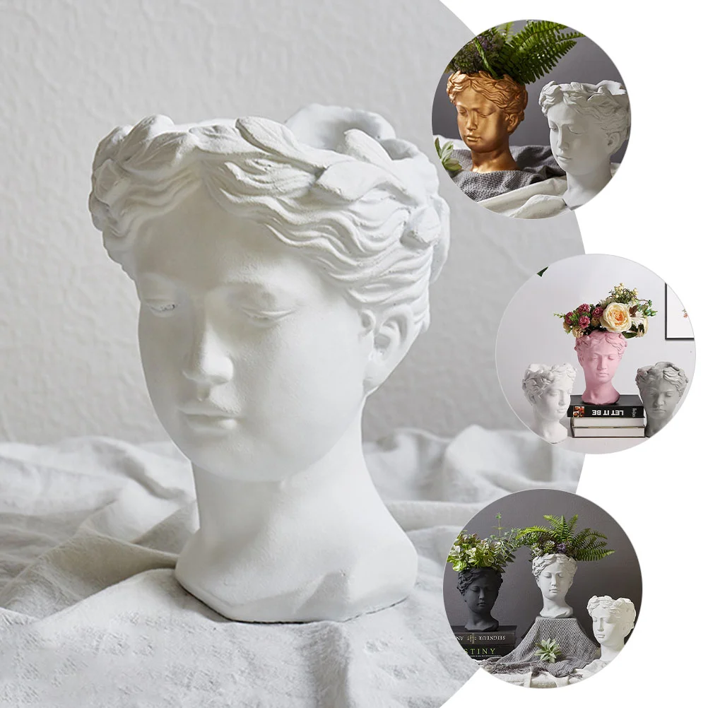 Human Head Flowerpot Office Plant Decor Decorative 21x16cm Resin Face Succulents Pots Nordic Home Vase