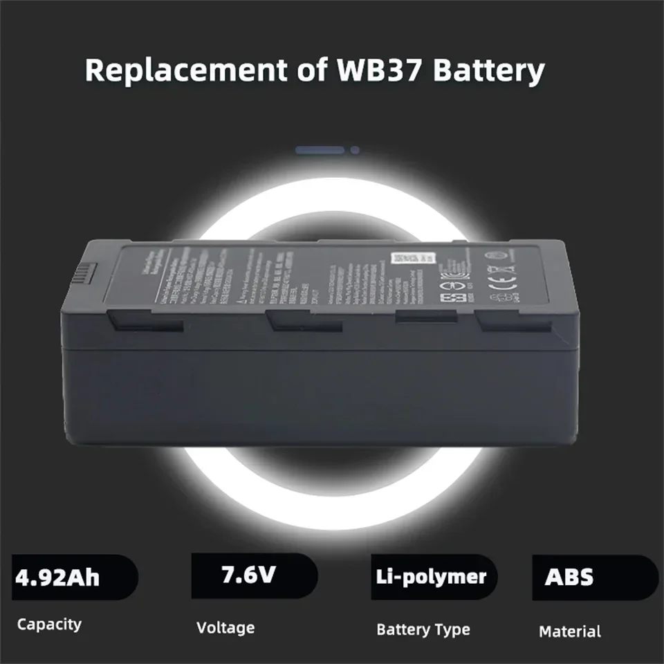 For DJI WB37 Remote Controller Repalcement Battery 7.6V 4920mAh for Phantom 4 RTK MG-1P T10 T16 T20 T30 FPV CrystalSky Monitor