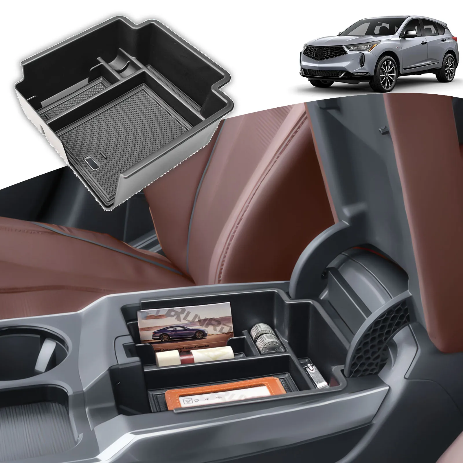 

HGWEI Center Console Organizer For 2025 Acura RDX Armrest Storage Box Tray Interior Secondary Coin Holder Car Box Accessories