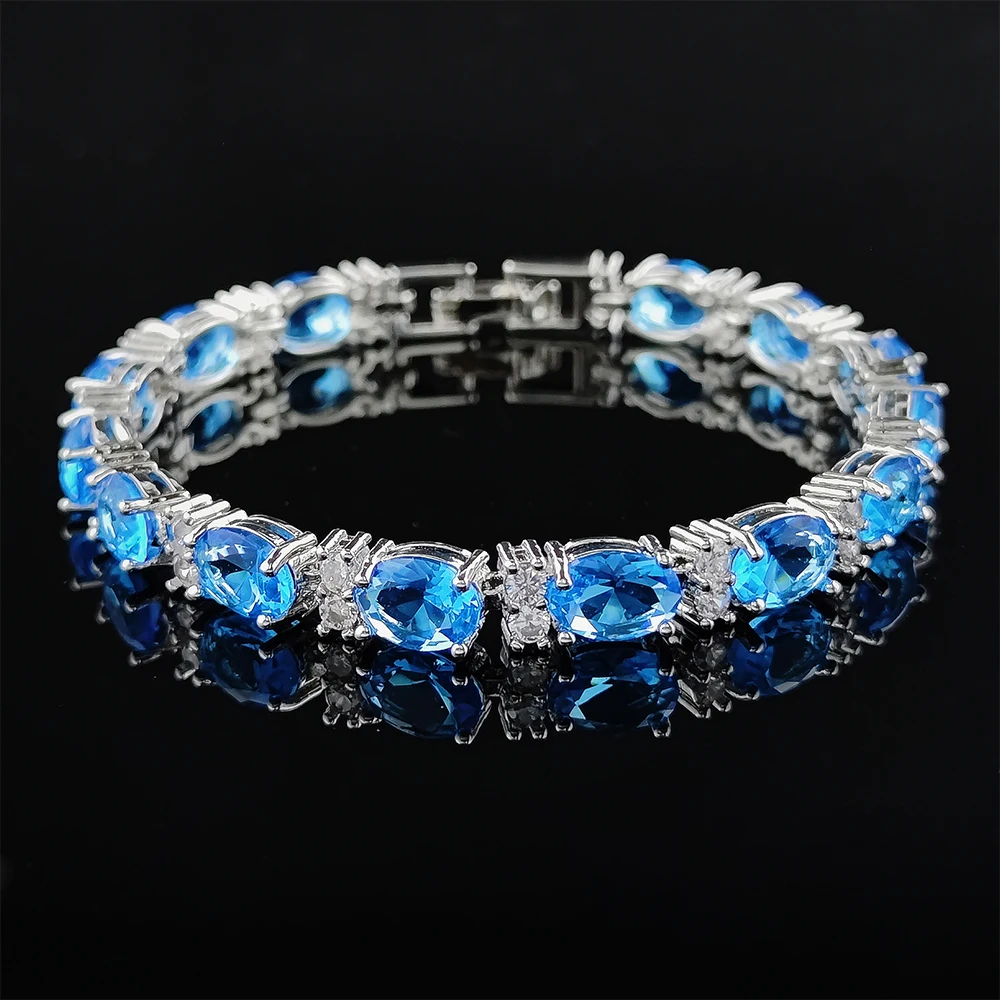 Neue Luxus HIMMEL Blau Farbe Oval Armband Armreif für Frauen Jahrestag Geschenk Schmuck Großhandel S6114