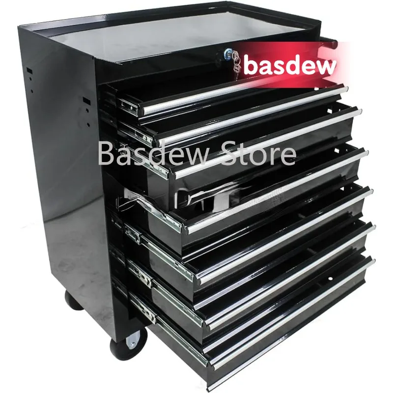 

High Capacity Tool Storage Cabinet Black 7-Drawer Rolling Tool Box, Tool Chest w/ Wheels & Locking System