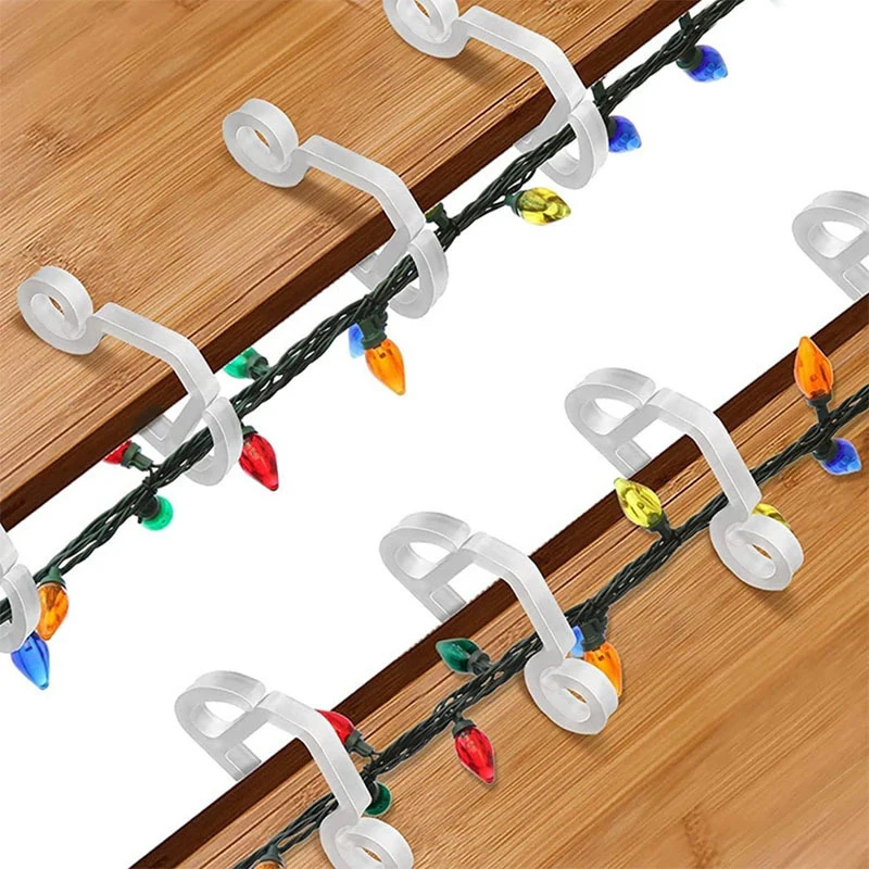 Outdoor Gutter Hooks Christmas Light Clip Hanging String Lights Clamp Cable Wire Rope Holder Weatherproof Holiday Decor Hook