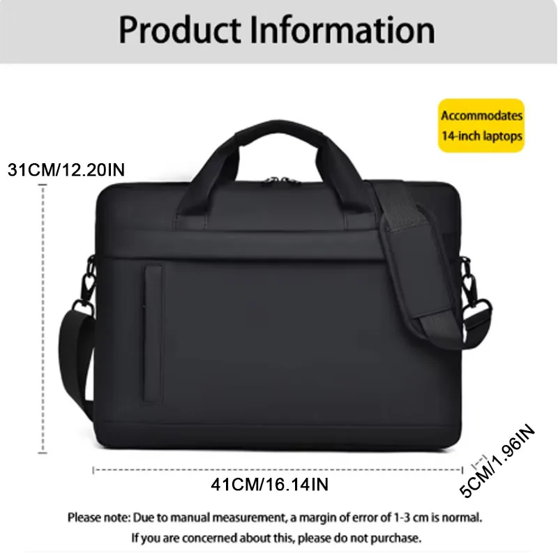 Men's Briefcase, Minimalist Business Shoulder Bag, Men's Messenger Bag, Large Capacity Office Tote, 14-inch Laptop Bag