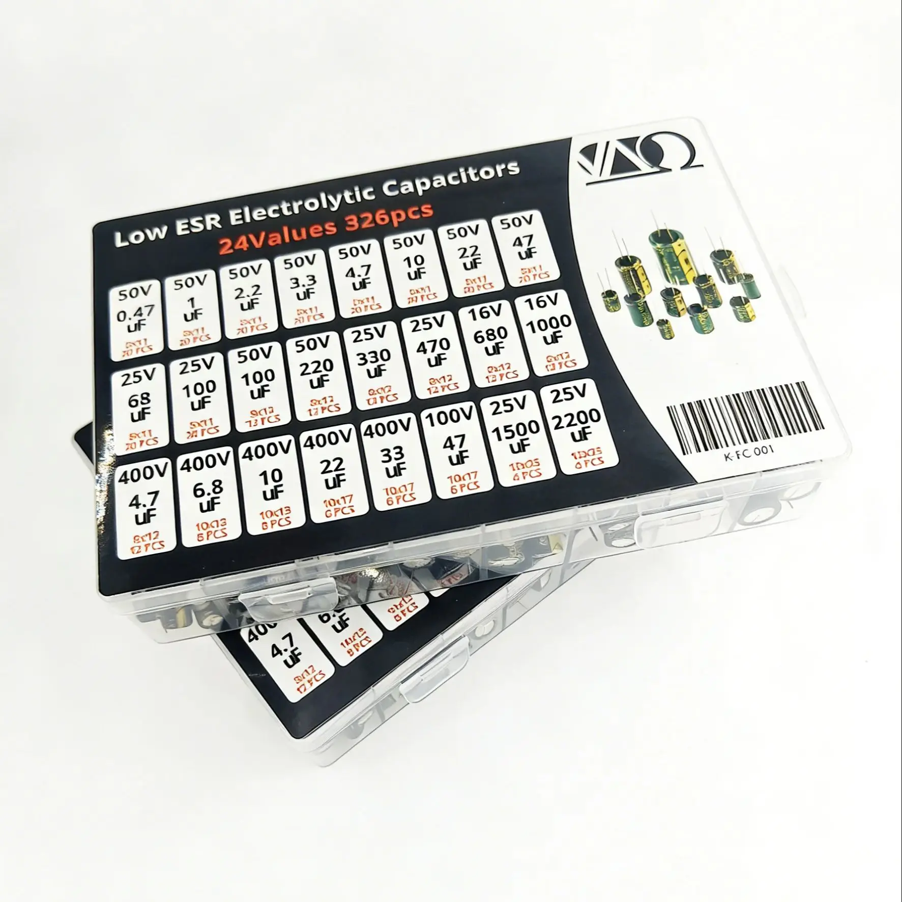 Low ESR Electrolytic Capacitors 24Values 326pcs 5X11  8X12  10X13  10X17  13X 25