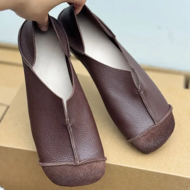 Neue Ballerinas mit quadratischer Zehenpartie für Damen, Sommer-Slipper, Herbst-Loafer, Damen-Mokassins aus Mikrofaserleder – Detail 6