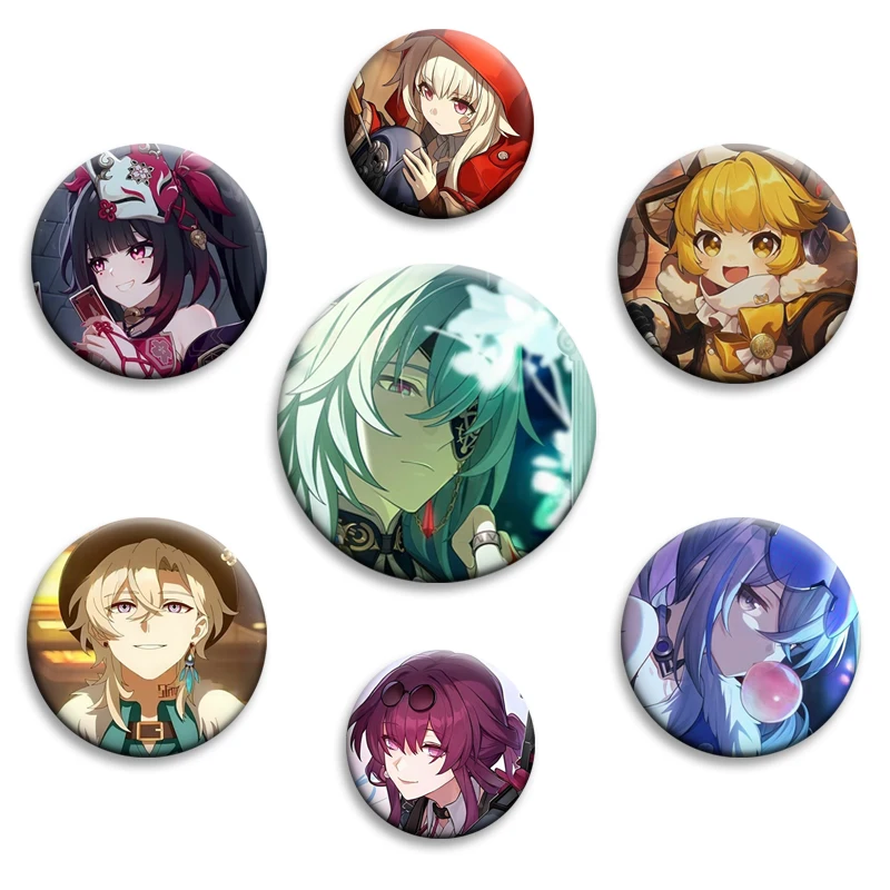 

Hot Game Figure Cosplay Firefly Sparkle Rappa Button Pin Cartoon Badge Honkai Star Rail Icons Brooch for Bag Clothes Shirt Decor