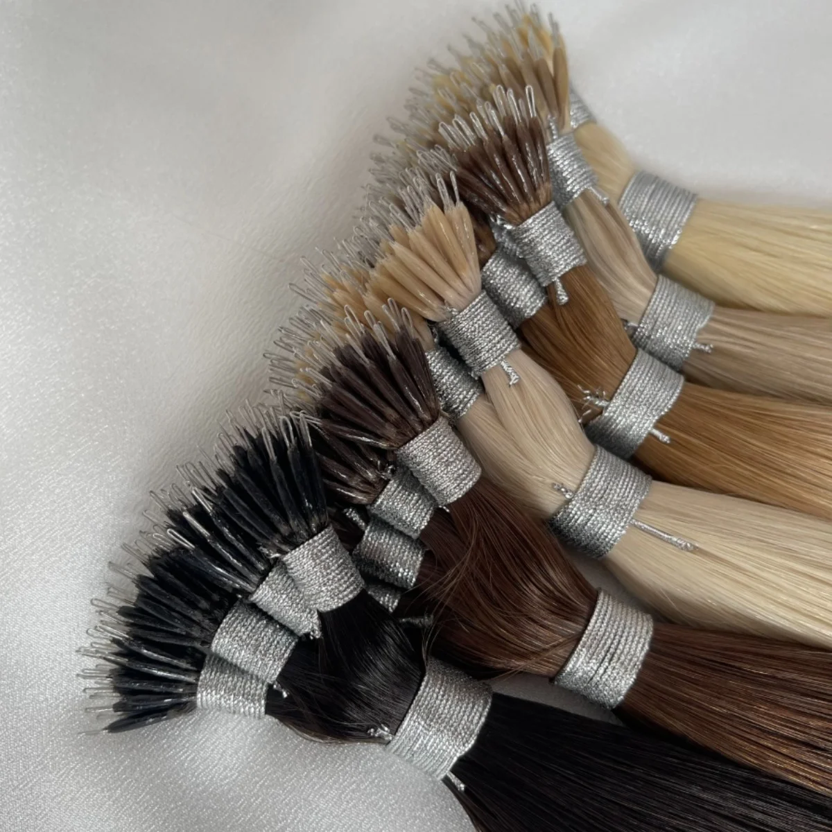 Strands Nano Rings Micro Links Human Hair Extensions Set Keratin Capsule Natural Blonde Micro Beads Loop Remy Straight Hair