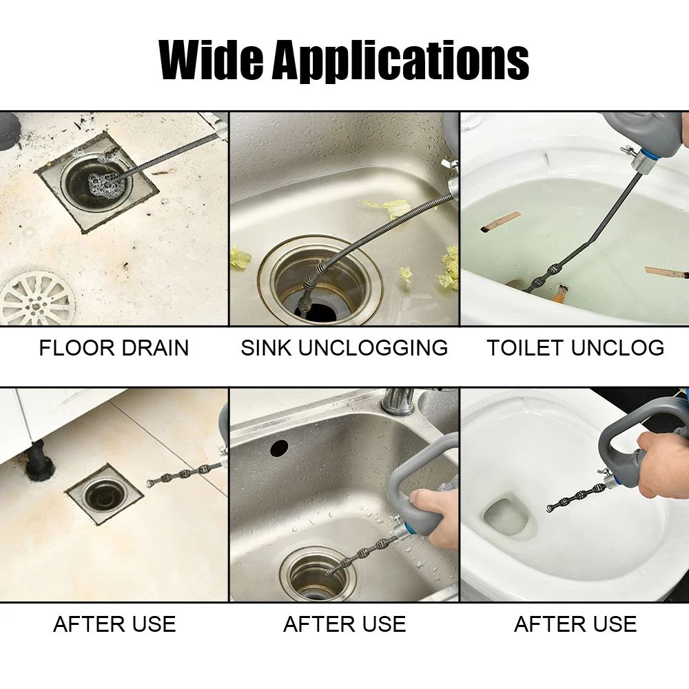 Toilet Sink Drain Unblocker Sewer Pipe Plunger Dredge 5/7/10 Meters Handheld Extendable Bathroom Kitchen Cleaning Tools