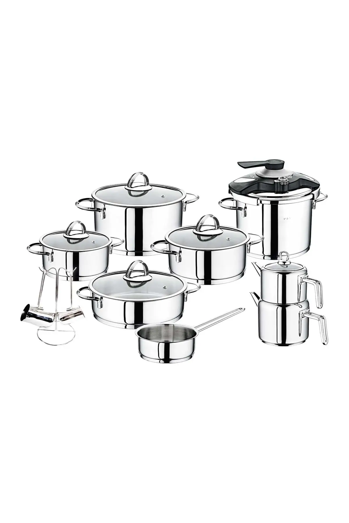 DOLBOVI 18 piece cylinder Set Ezme steel handle 1087 simple Cookware Set