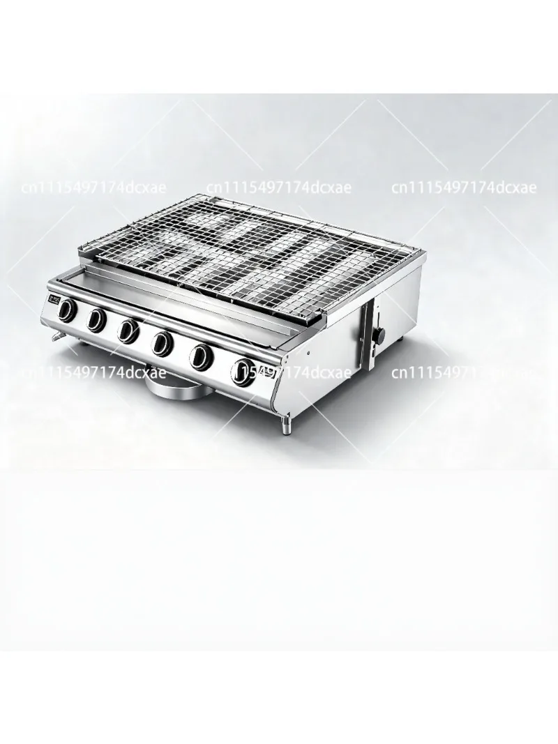 Commercial Smokeless Gas Barbecue Grill, Liquefied Gas BBQ Grilling Machine for Outdoor Stall Street Food Catering