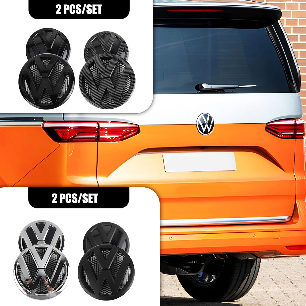 2pcs Car Front Radiator Grille Emblem Cover Rear Trunk Logo Badge Lid Accessorie For Volkswagen VW Transporter T5 2010 2011 2012