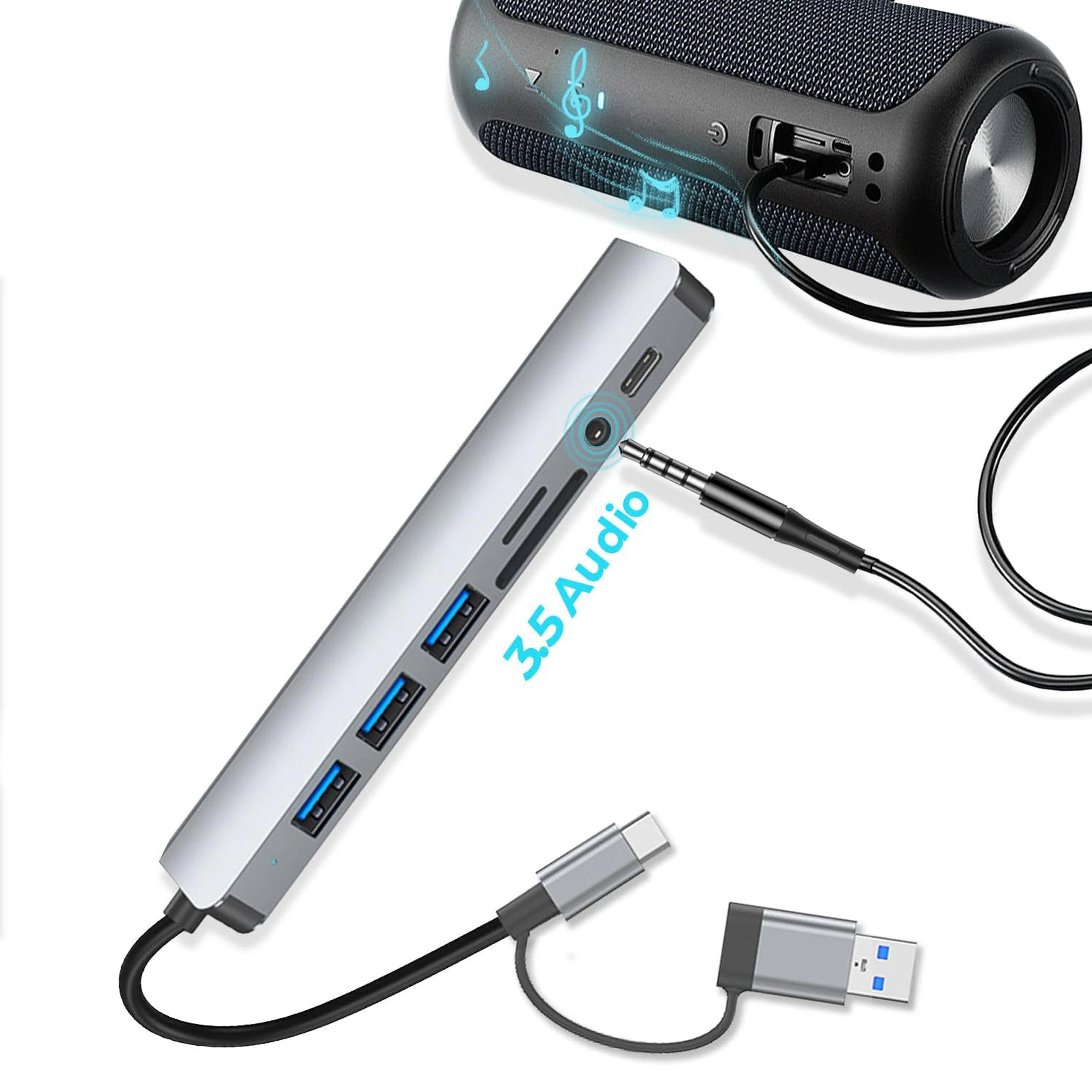 HUB 8-in-1 multi-function docking station | dual interface adaptation, OTG+ high-speed card reading, multi-system compatibility