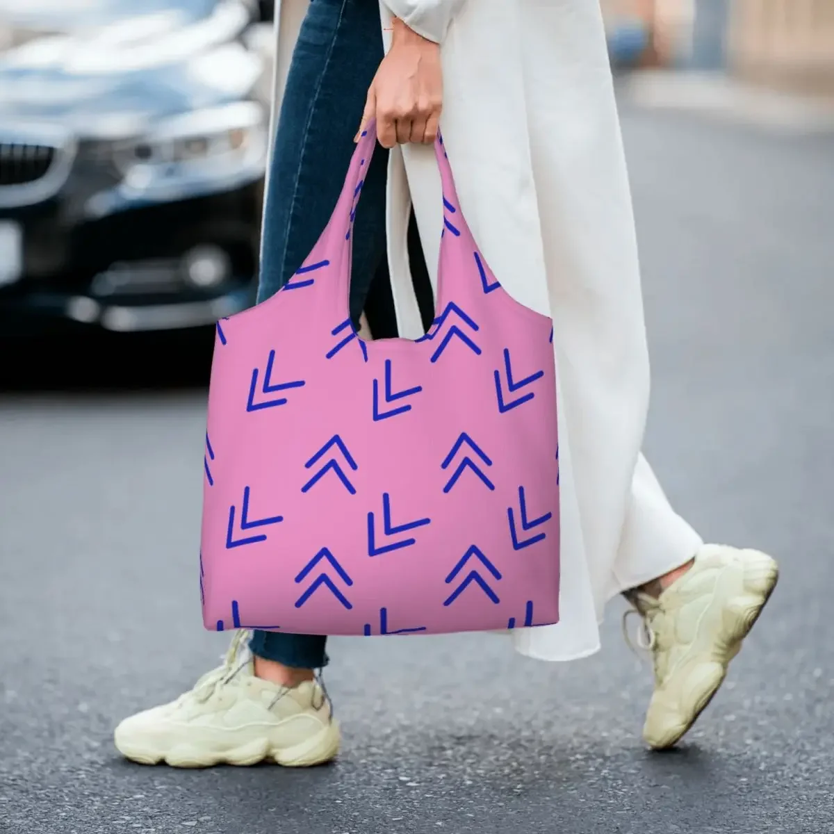 Sacs en toile réutilisables de grande capacité pour femmes, sacs fourre-tout pour épicerie, art mural de rue, sac à provisions Eldridge, rewind Pink Flamingo