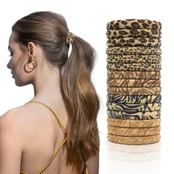 5PC High Elasticity Scrunchies Elastic Leopard Hair Bands Ties for Men Women Girls Ponytail Holder Hair Rings Rope Accessories