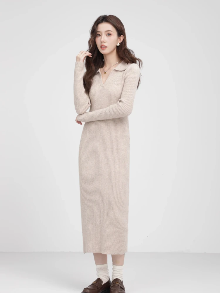 Vestido maxi de tricô feminino, roupa feminina com decote v, vestido longo, comprimento quente, melhor qualidade, inverno, nova moda, 2022