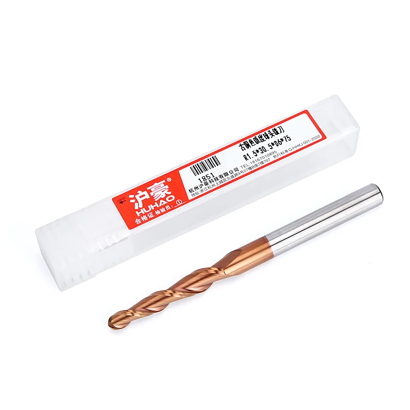 HUHAO 1/3PCS Ball Nose End Mills Spiral Tapered Ball Nose End Mill 3D Carving Bits Carbide CNC Milling Cutter Wood Router Bits
