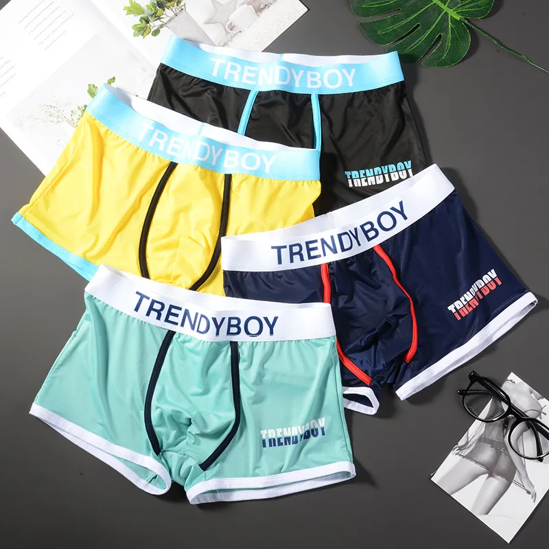 

Men's Panties Ice Silk BoxerShorts Man Underwear For Men Print Boxers Breathable Male Underpants Sexy Calzoncillos Para Hombres