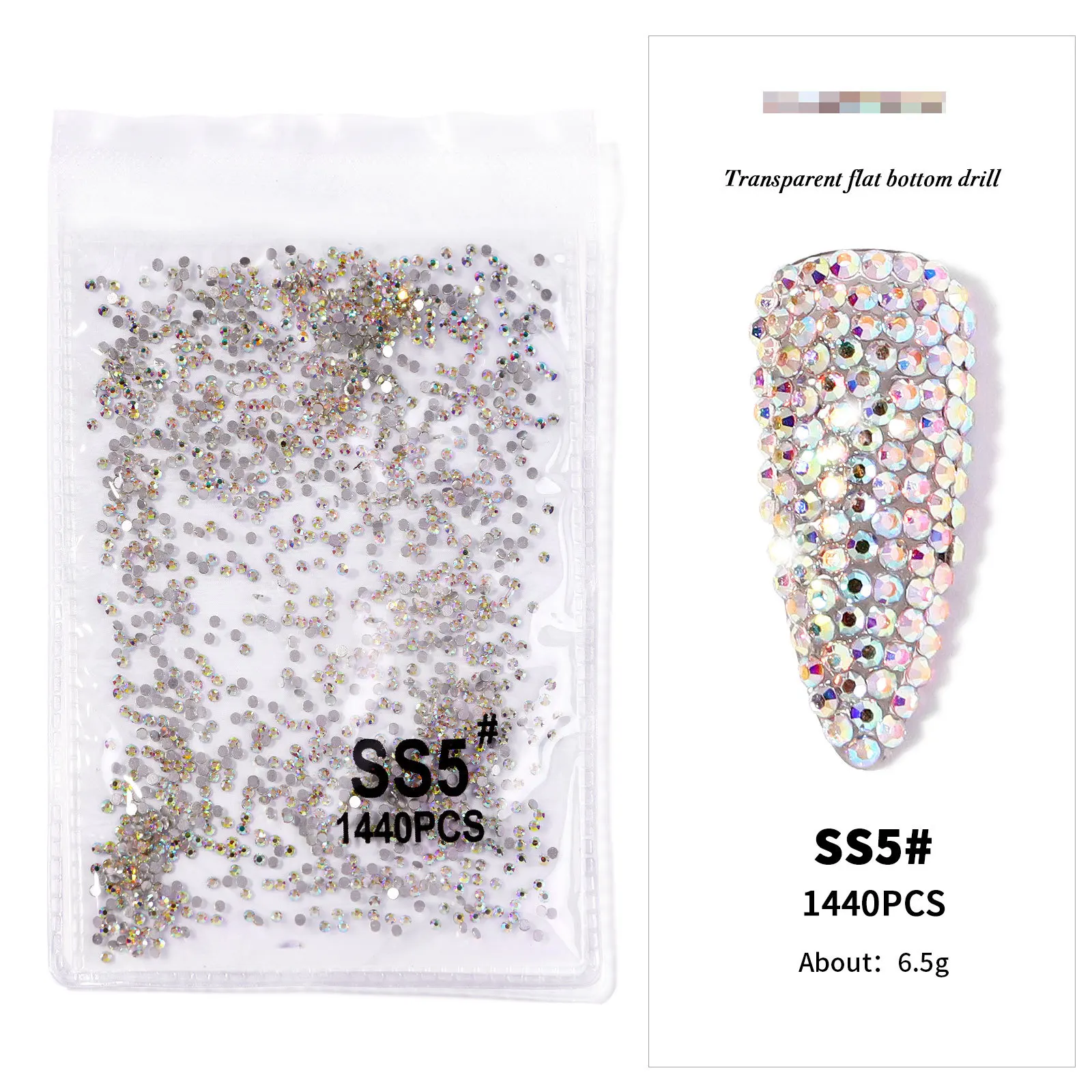 AB/Klar 1 Tasche Nagel Strass Größen SS3-SS12 1440 stücke Nagel Kunst Dekoration Flatback Glas Steine Glänzende Edelsteine DIY edelsteine