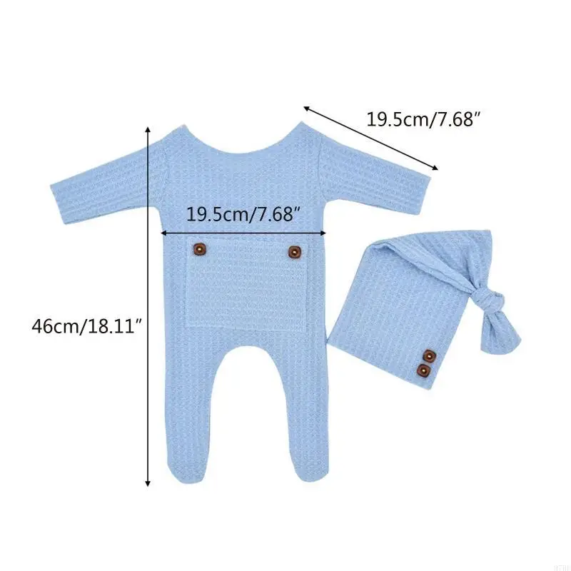 97BE 2 قطعة/المجموعة محبوك بذلة ذيل طويل ل رئيس التفاف عمامة قبعة قبعة طفل صبي فتاة رومبير طقم قبعات الوليد التصوير Pr #6