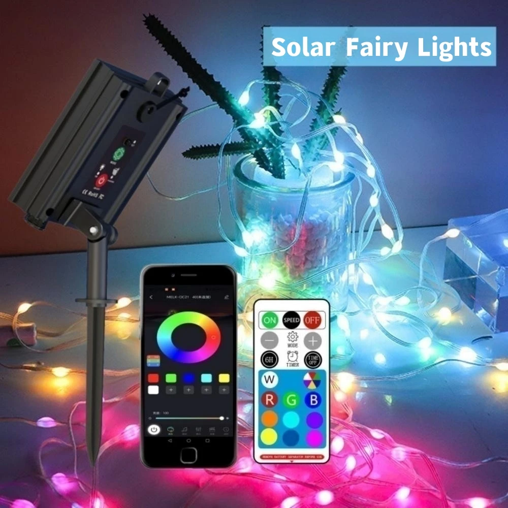 10m 20m Smart Dream color Rgbic LED Lichterkette Licht Solar Bluetooth wasserdichte Girlande Weihnachten String Lampe RGB Outdoor-Dekor