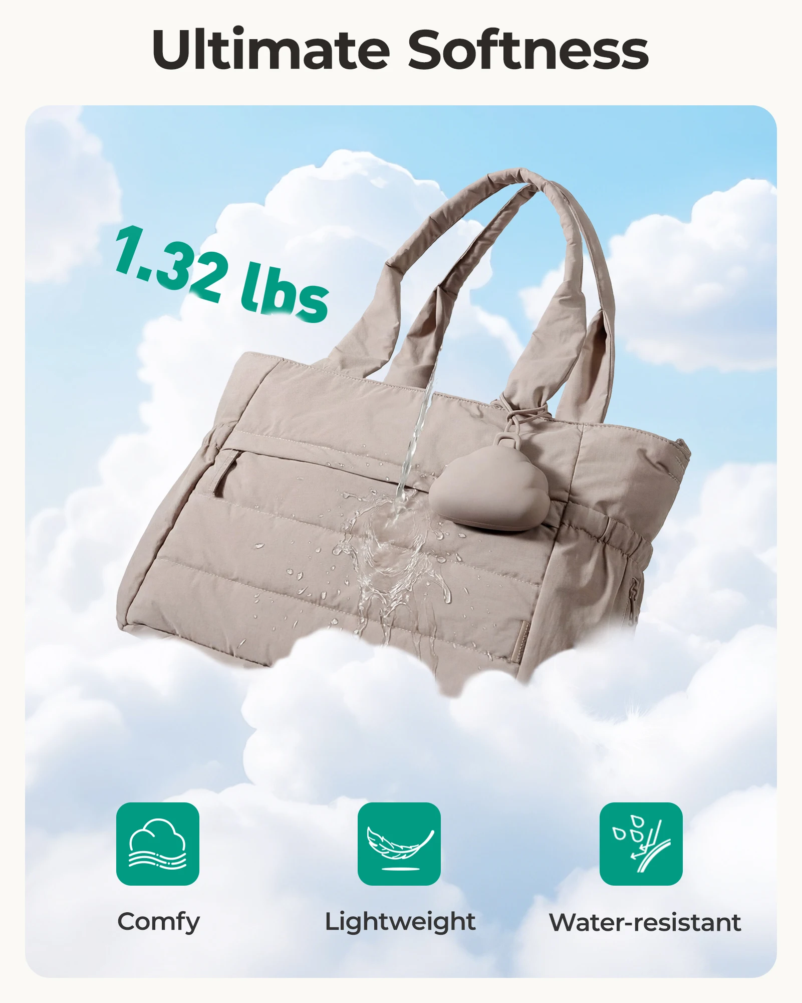 BAGSMART Diaper Bag Tote Large Mommy Bag Pacifier Case Water Resistant Nappy Bag with Changing Pad Stroller Clips for Travel - view 2