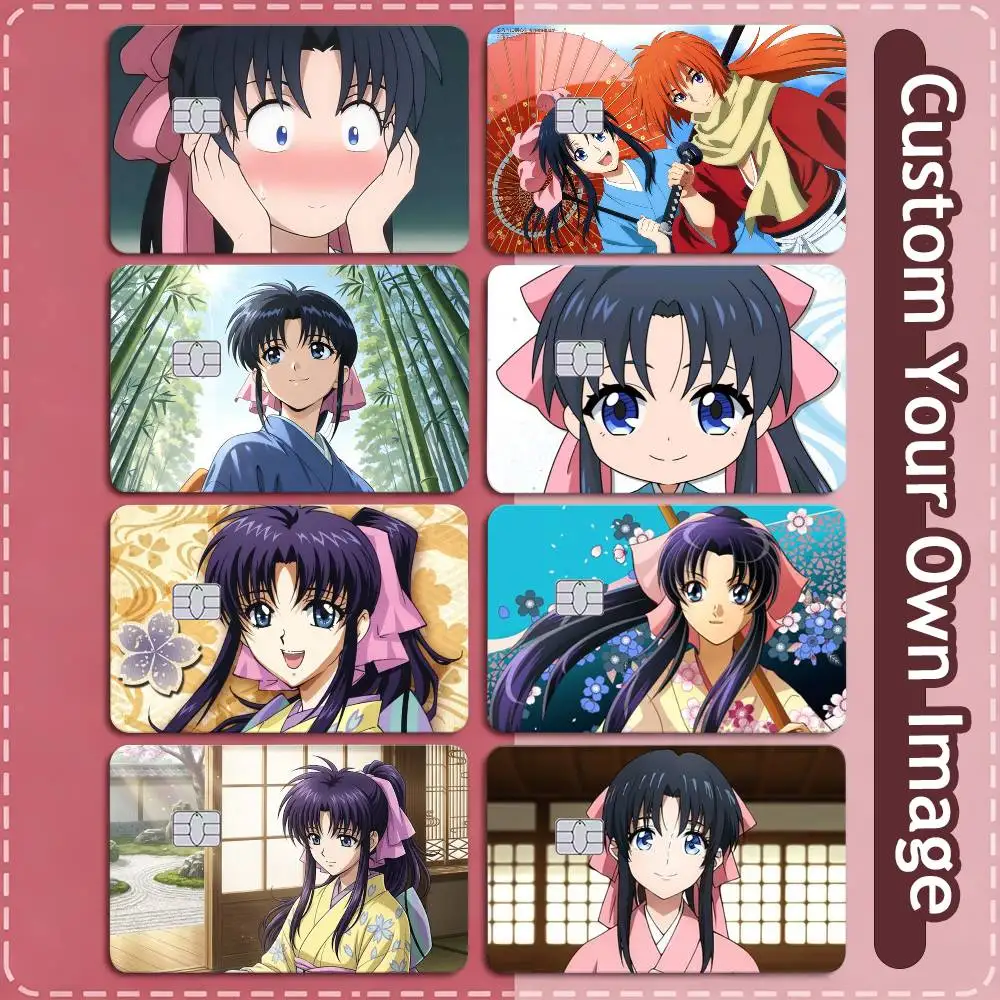 R-Rurouni Kenshin Kamiya Kaoru   Credit Card HD Stickers Small Chip Waterproof Sticker Game Card Decal Gift