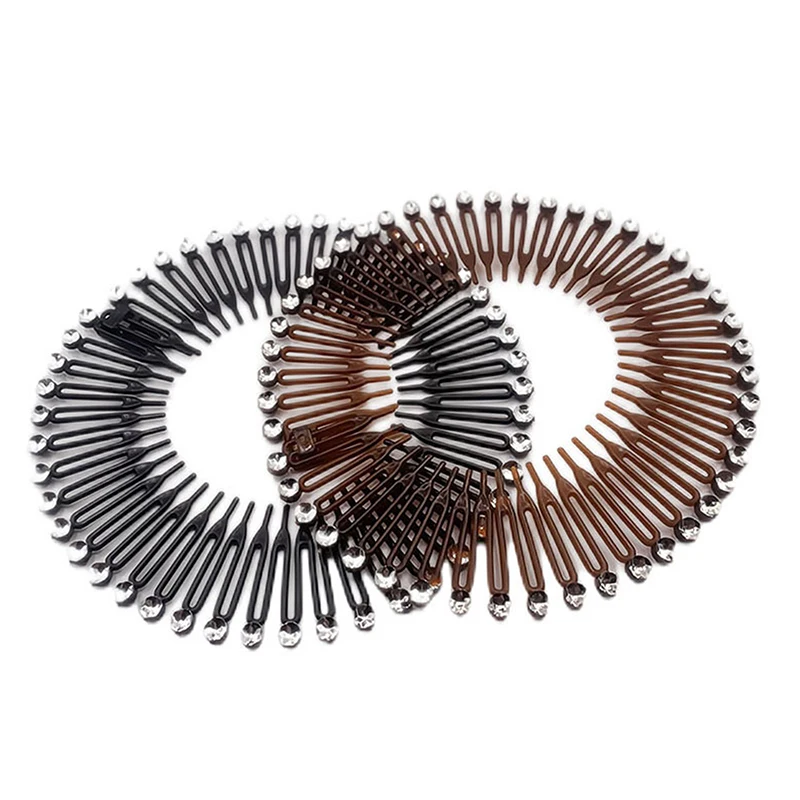 Stretch Flexible Combs Teeth Full Circle Hair Hoops Band Clips Hairband Face Wash Headbands Fixed Korean Hair Accessories Black