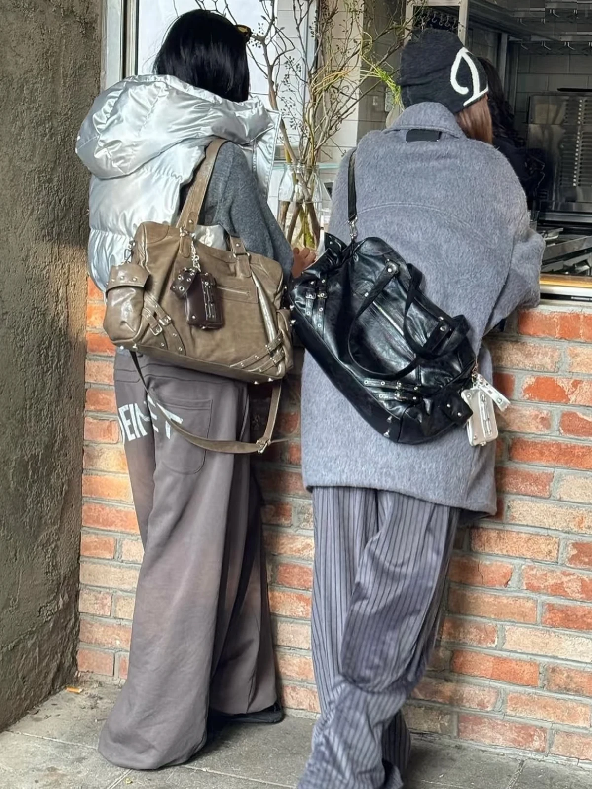 Sac fourre-tout rétro coréen Sle grande capacité pour femmes, sac à main avec fermeture éclair bleue, sac à bandoulière en cuir