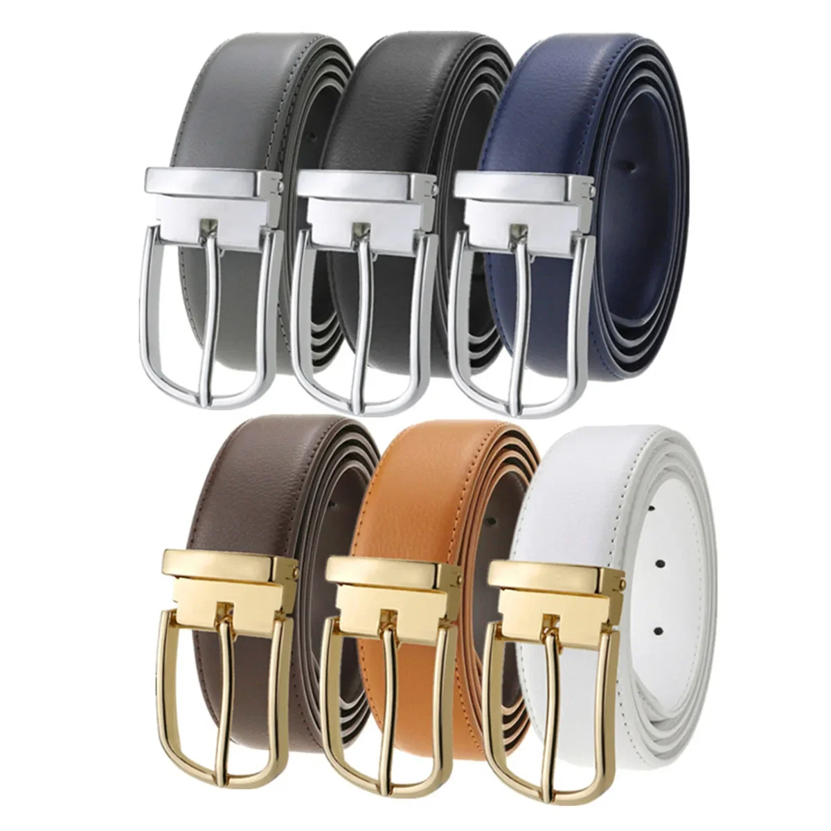 Designer-Herrengürtel Hochwertige Dornschließe Weißes Echtleder Taillengürtel Rindsleder Modeaccessoire für Männer